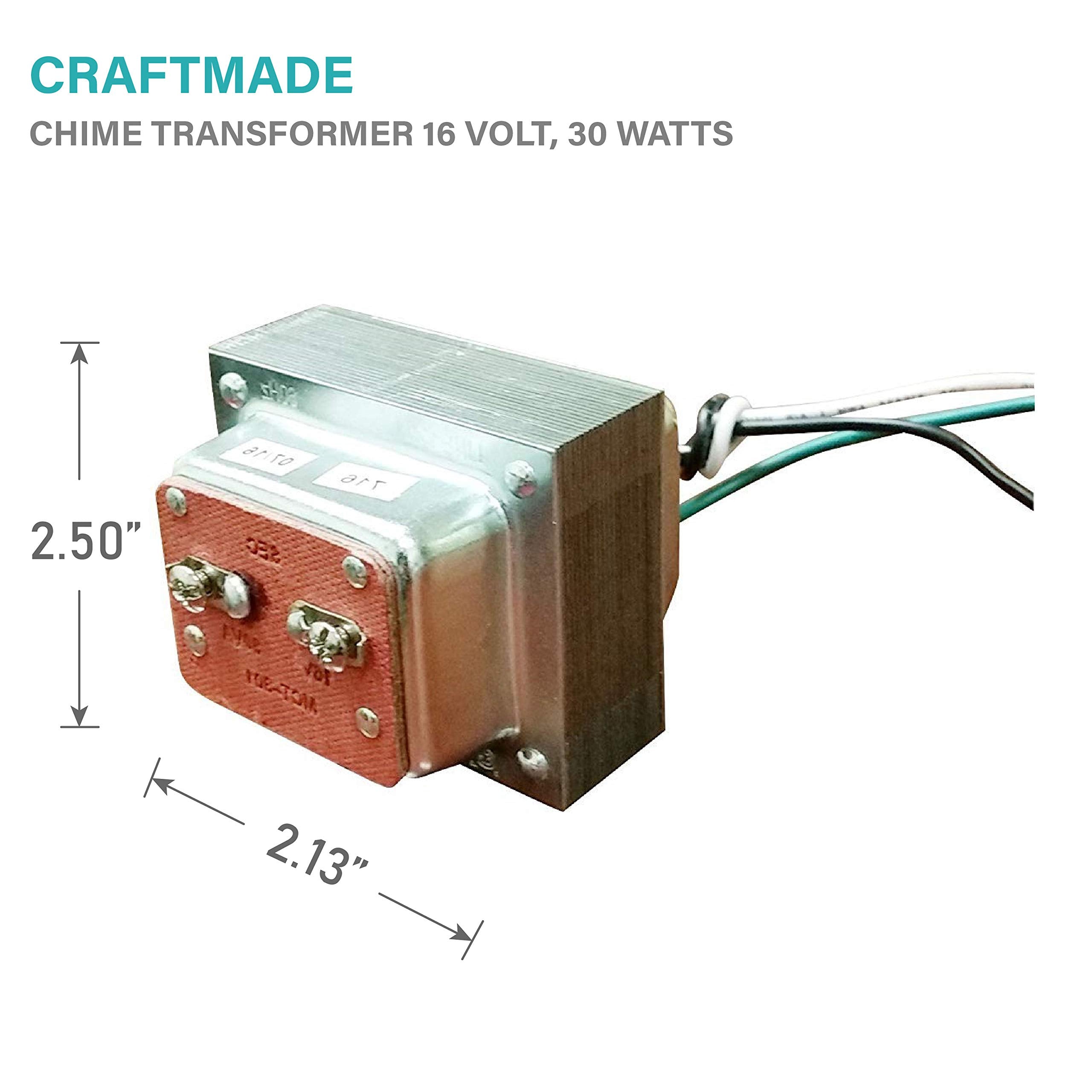 Craftmade T1615 Chime Transformer 15 Watts 16 Volt, Brass (2.25'' X 1.9'')